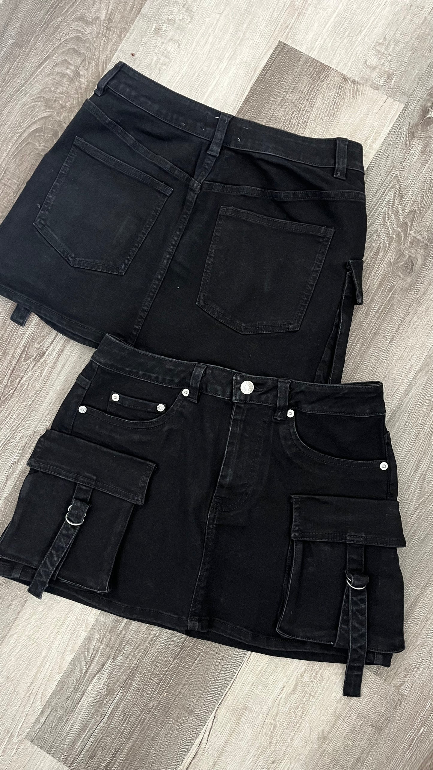 Cargo Denim skirt- black