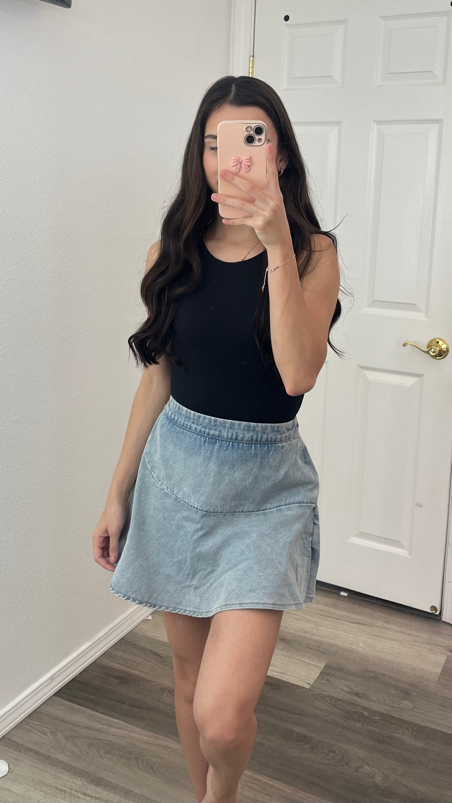 Denim Ruffle Skort