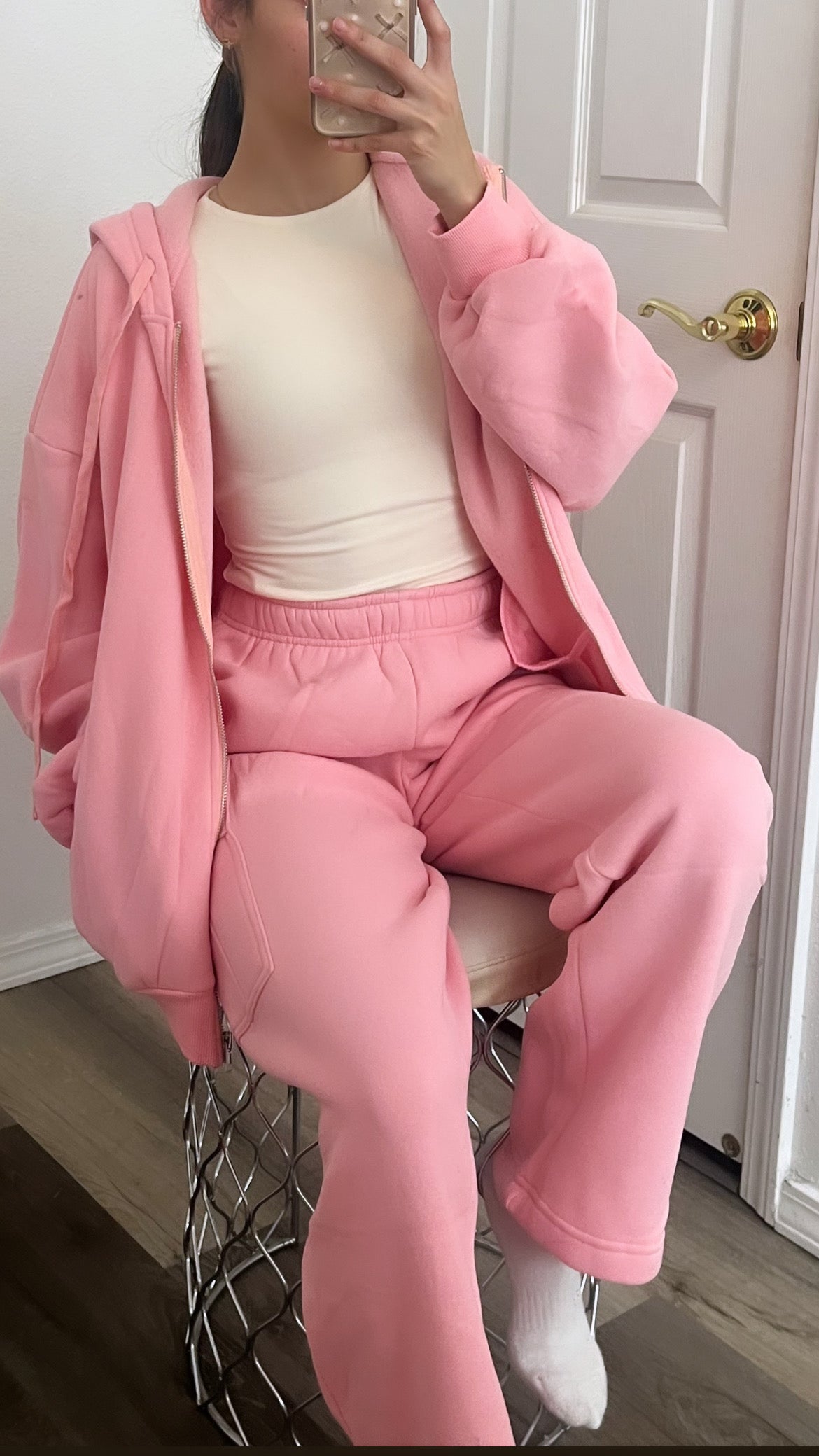 Oversized Zip up - blush pink